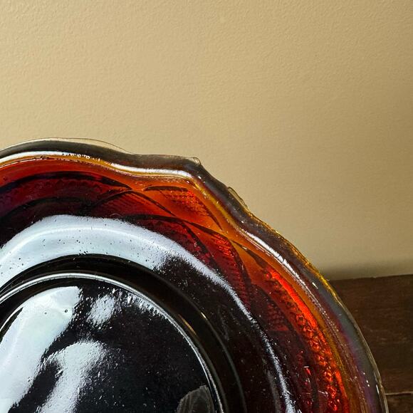 Vintage Antique? Depression Pressed Red Cadmium Glass Covered Butter Dish GLOWS - Picture 9 of 15